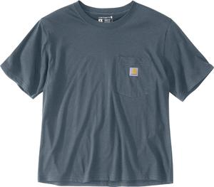 Carhartt женская футболка с карманом, свободный крой, короткий рукав, серия Tencel Fiber, Iron Blue