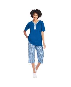 Комплект из двух частей: туника и капри больших размеров Woman Within, Deep cobalt mini gingham
