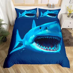 Erosebridal Комплект постельного белья Shark с морским принтом для детей, голубой, Multi 25