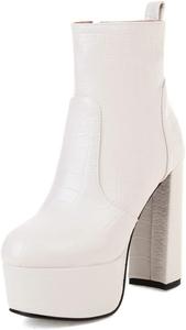 Женские ботильоны MRKEWUNEY на платформе со средним голенищем, 07 Beige