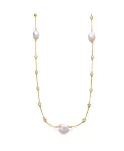 Ожерелье из стерлингового серебра 14 карат с барочным жемчугом и позолотой, регулируемой длины Genevive, gold