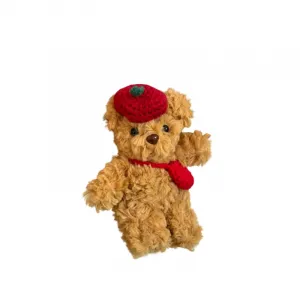 Модная милая плюшевая кукла медвежонка подвеска 15 см высотой Dolls and bears dance, Apple Hat+Backpack Bear+Silicone Strap