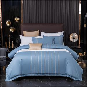 YUSIWOAL Комплект постельного белья с вертикальной вышивкой из мягкого дышащего хлопка белого цвета Color 5