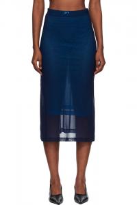 Двухслойная юбка-миди из темно-синей сетчатой ткани Off-White, Blue Iris