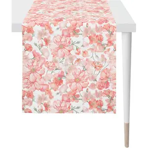Дорожка на стол 1617 Springtime, весенняя декорация, весна цифровая печать Apelt, белый/оранжевыйовый/зеленый