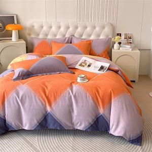 Antarctic Комплект постельного белья из 4 предметов (простыня на резинке 150 см, пододеяльник 200х230 см), утолщенный хлопковый велюр, цвет Flowing Light Speed