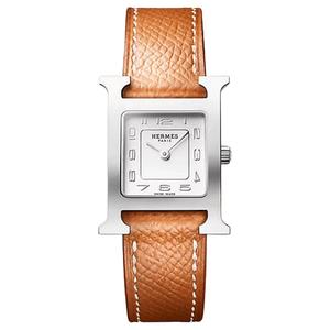 HERMES Женские часы кварцевый механизм ремешок из натуральной кожи 25 мм серебристый циферблат