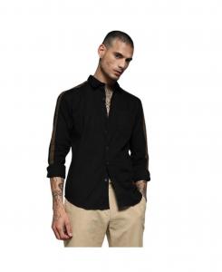 Мужская рубашка с боковыми полосами, угольно-черного цвета Campus Sutra, Black