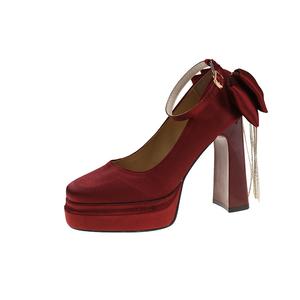 Dawei's house Дом Dawei Женские туфли на платформе с массивным каблуком Подарочный набор Шампань с бантом и подарком, цвет Champagne Bowknot Box with Gift Included