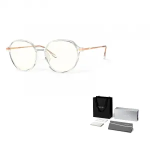 PARZIN Круглая оправа для очков унисекс, Clear+[Non-Prescription Blue Light Blocking Lens]