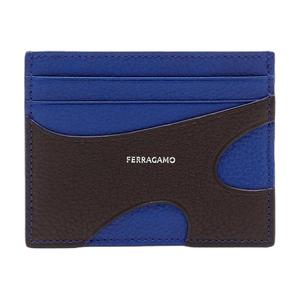 Ferragamo Кошелек для карт мужской Hammered Texture Calfskin Lapis Lazuli