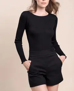 Женская длинная футболка с плиссировкой и глубоким круглым вырезом Vittoria B. Intimo, черный