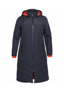 Стеганое пальто с капюшоном на молнии и контрастными деталями sheego, цвет Nachtblau