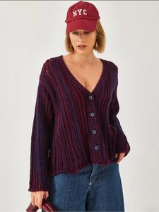 Вязаный кардиган Bianco Lucci, Navy/Cherry Red