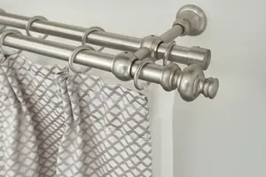 Карниз для штор GARESA "ANDREA", 2 направляющие, желаемая длина, комплект для штор, выдвижной, профиль торцевой кнопки большой, с кольцами 330 см, Ø 20 мм, цвет mattnickelfarben