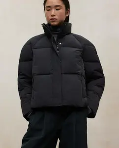 Женское пальто с комбинированной застежкой и резинками на манжетах Ecoalf, черный