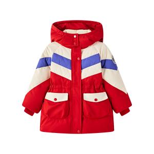 Детская пуховая куртка с капюшоном, утепленные, ветрозащитные Disney, красный