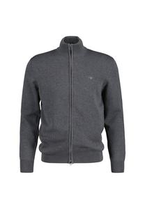 Кардиган - повседневный хлопковый кардиган на молнии с воротником-стойкой хлопок Gant, серый