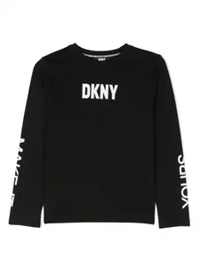Футболка из органического хлопка с принтом Dkny Kids, черный