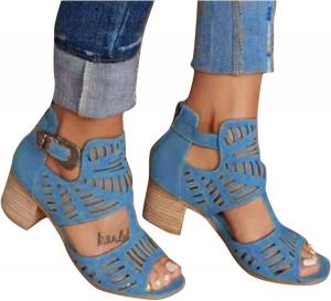 Женские босоножки SACFOF с открытым носком, летние босоножки с пряжкой и вырезами на низком каблуке, нарядные босоножки с ремешком на щиколотке и задней молнией, A Bule