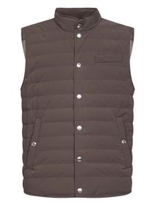 Стеганый жилет на кнопках Brunello Cucinelli, коричневый
