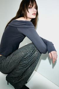 Рубашка с открытыми плечами H&M, серый