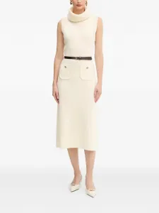 Платье миди с воротником-гольф и накладным карманом спереди Luisa Spagnoli, бежевый