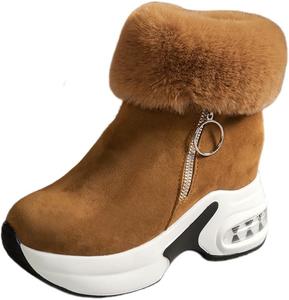 Ботинки Women's Winter Suede Short Snow Boots with Thermal Insulation,Large size Cushioned Comfort, and Slight Platform Design HoaloX, Deep Brown