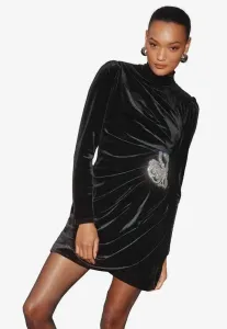 Мини-Платье для коктейльной вечеринки/вечернее платье с длинными рукавами и отделкой, укороченным силуэтом, с запахом и декоративными элементами. Lipsy, Black
