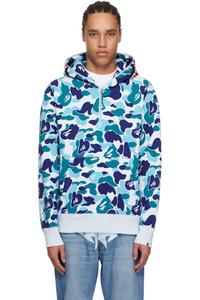 Синяя толстовка с капюшоном ABC Camo Shark на молнии BAPE