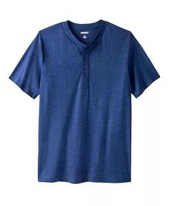 Легкая футболка на пуговицах Big & Tall без усадки KingSize, синий