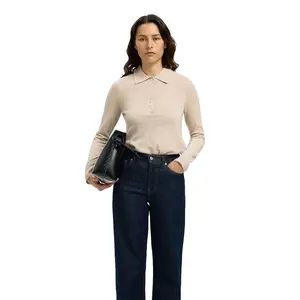 Поло с длинным рукавом Selected Thea, бежевый