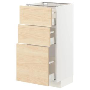 Тумба с 3 ящиками METOD/MAXIMERA IKEA, 40x37x80 см, цвет white/askersund light ash effect