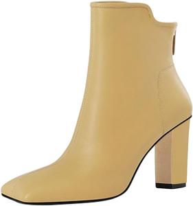 Женские ботильоны Pazzion с закрытым квадратным носком, застежкой-молнией сзади, массивным каблуком, высоким каблуком, для формальных мероприятий, свиданий и шопинга, зимние, размер 4-16 US, Yellow