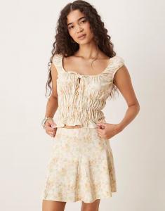 Топ-комбинезон с короткими рукавами с желтым цветочным принтом Asos Design