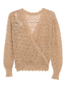 Джемпер крупной вязки Twinset, коричневый