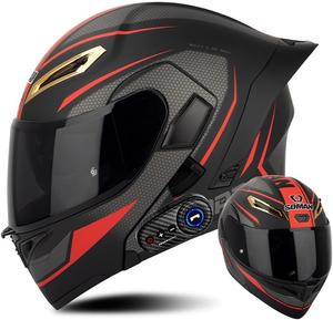Шлем мотоциклетный TONCXRW Bluetooth, черный / красный