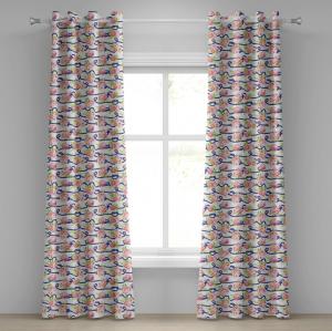 ABAKUHAUS Темно-синие и румяные шторы с люверсами, витая синяя темно-синяя веревка и букеты весенних роз и орхидей, декоративные 2-панельные оконные шторы, 280 см x 260 см, зеленые, синие, розовые