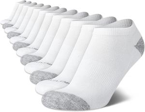 Женские носки Calvin Klein No Show - 12 пар мягких хлопковых носков с низкой посадкой для бега., White/Grey