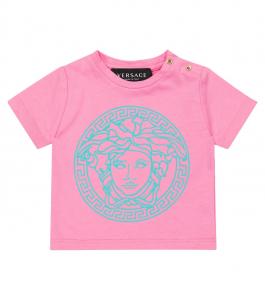 Футболка из хлопкового джерси с детским принтом Versace Kids, розовый