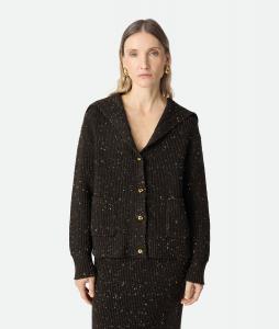 Женская шерстяная кардиган Wool English Rib Cardigan BOTTEGA VENETA, коричневый