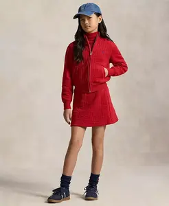 Юбка с кабельным узором и стежкой для девочек 7-16 лет Polo Ralph Lauren, красный