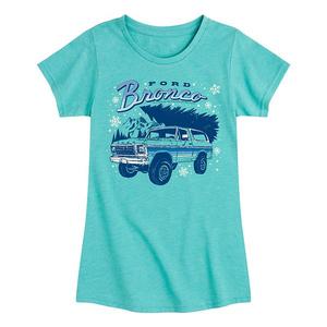 Футболка с зимним принтом Ford Bronco и елкой для девочек Licensed Character, Turquoise