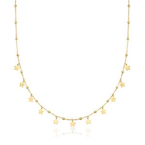 Ожерелье Ross-Simons Italian с бусинами и звездами из 18-каратного желтого золота Ross-Simons, 16 In