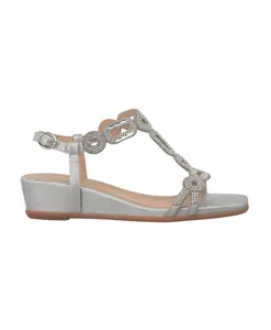 Сандалии на низкой танкетке с камнями Alma En Pena, серый