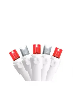 Набор из 100 красных и чисто-белых светодиодных рождественских гирлянд в форме сосулек с широким углом обзора - белый провод Northlight, multi