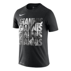 Футболка dri-fit nba milwaukee bucks alphabet basketball sports quick dry short sleeve black Nike, черный