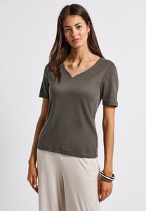 Футболка Street One MIT HERZAUSSCHNITT, Braun/Mottled Brown