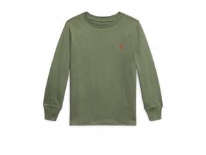 Футболка Polo Ralph Lauren Kids Cotton Jersey Long Sleeve Tee, цвет Mint Olive