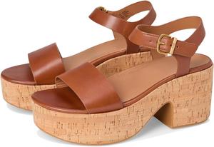 Сандалии FitFlop Platfforms Leather/Cork Heeled Ankle-Strap Sandals, цвет Deep Tan
